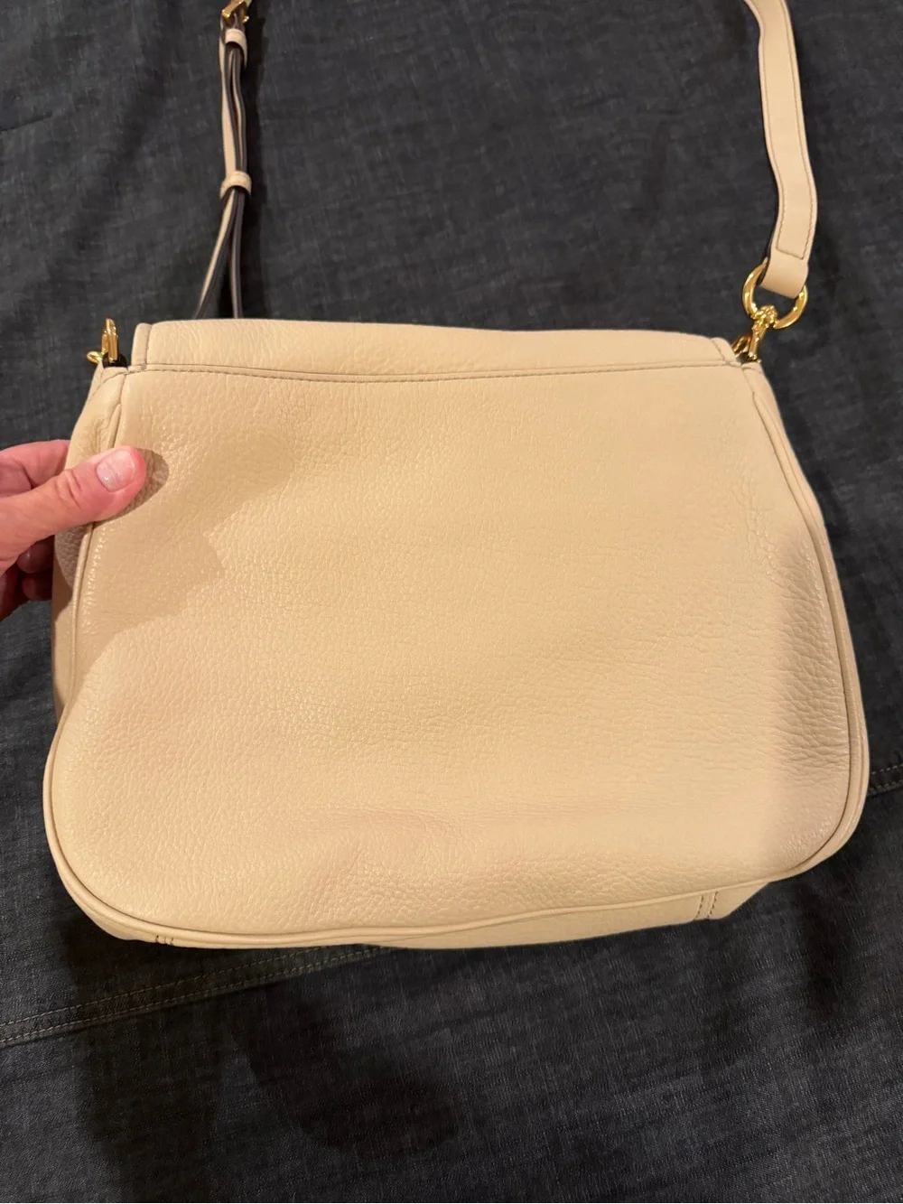 Marc Jacobs Empire City Cream Pebbled Leather Cross Body Bag